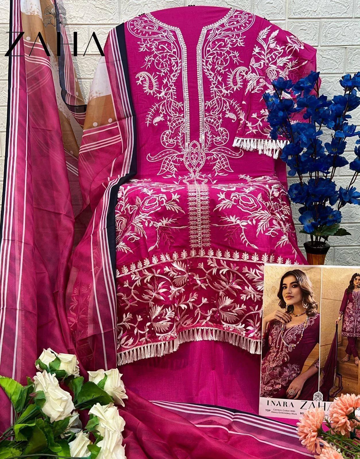 Zaha Inara Vol 1 Pure Cambric Cotton Wholesale Pakistani Salwar Suit Catalog — Wholesale Salwar Suits, MPA wholesale from Surat - Gallery Image 3